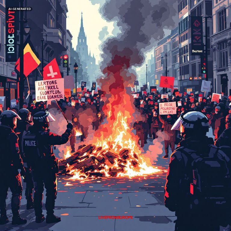 Clashes mar Brussels protest as tens of thousands march against austerity cuts